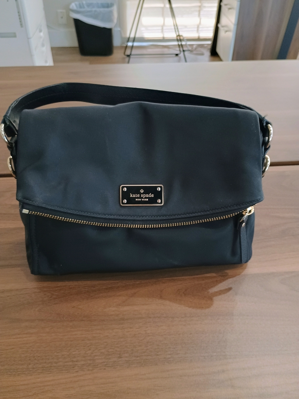 kate spade Black Nylon Crossbody Mini Bag with Gold Hardware